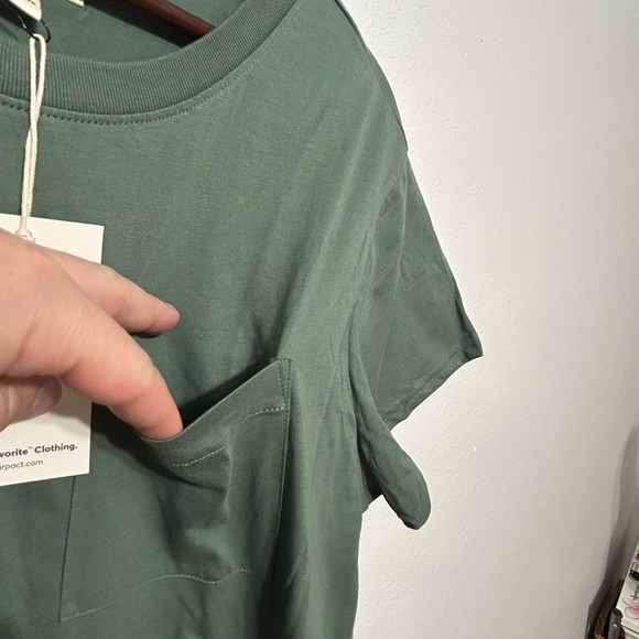 NWT Pact Dark Forest Green Softspun Short Sleeve Tee Dress Womens Size XL - Picture 3 of 11